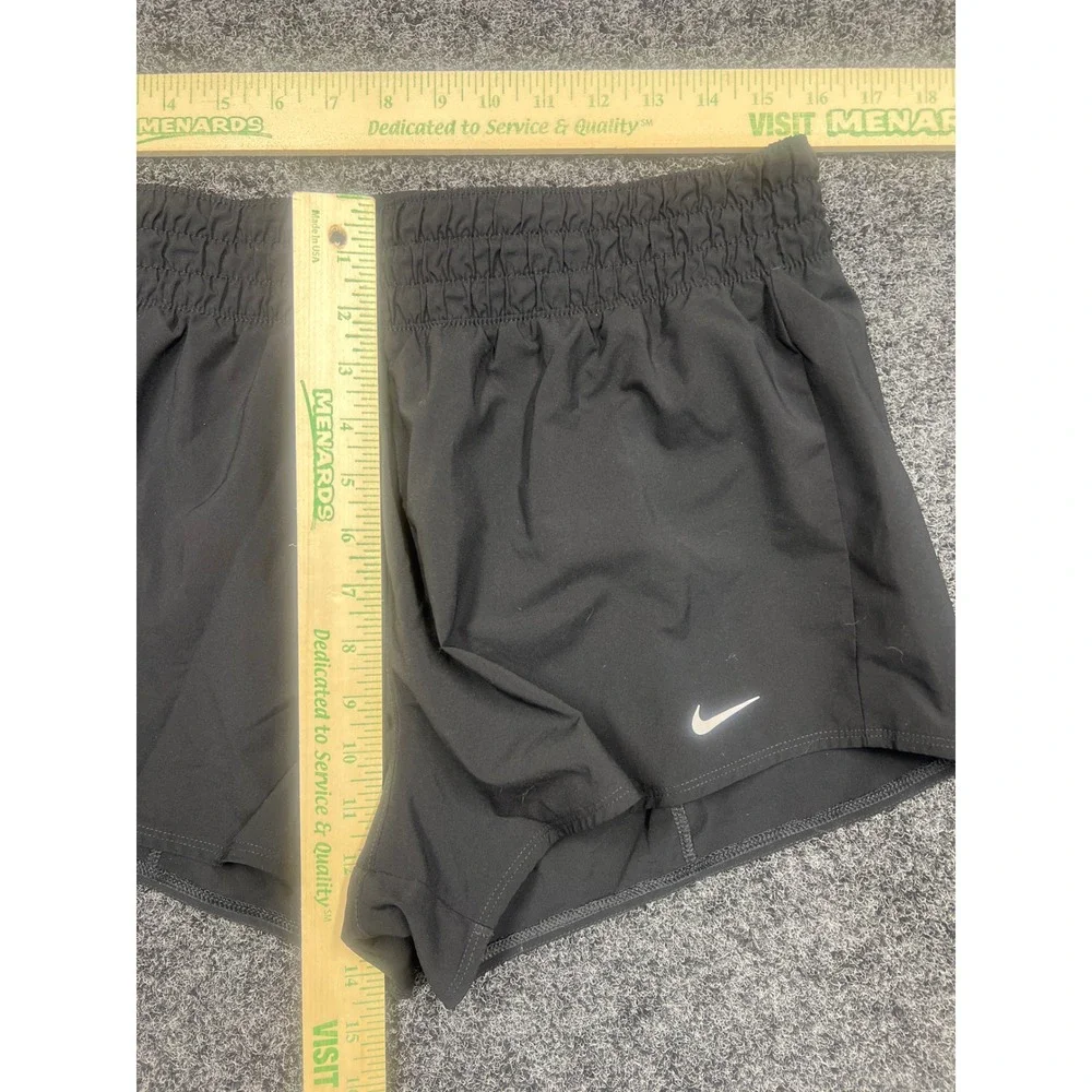 Nike Shorts Womens L Black Dri-FIT Running Smocked Waist Athletic Gym Workout